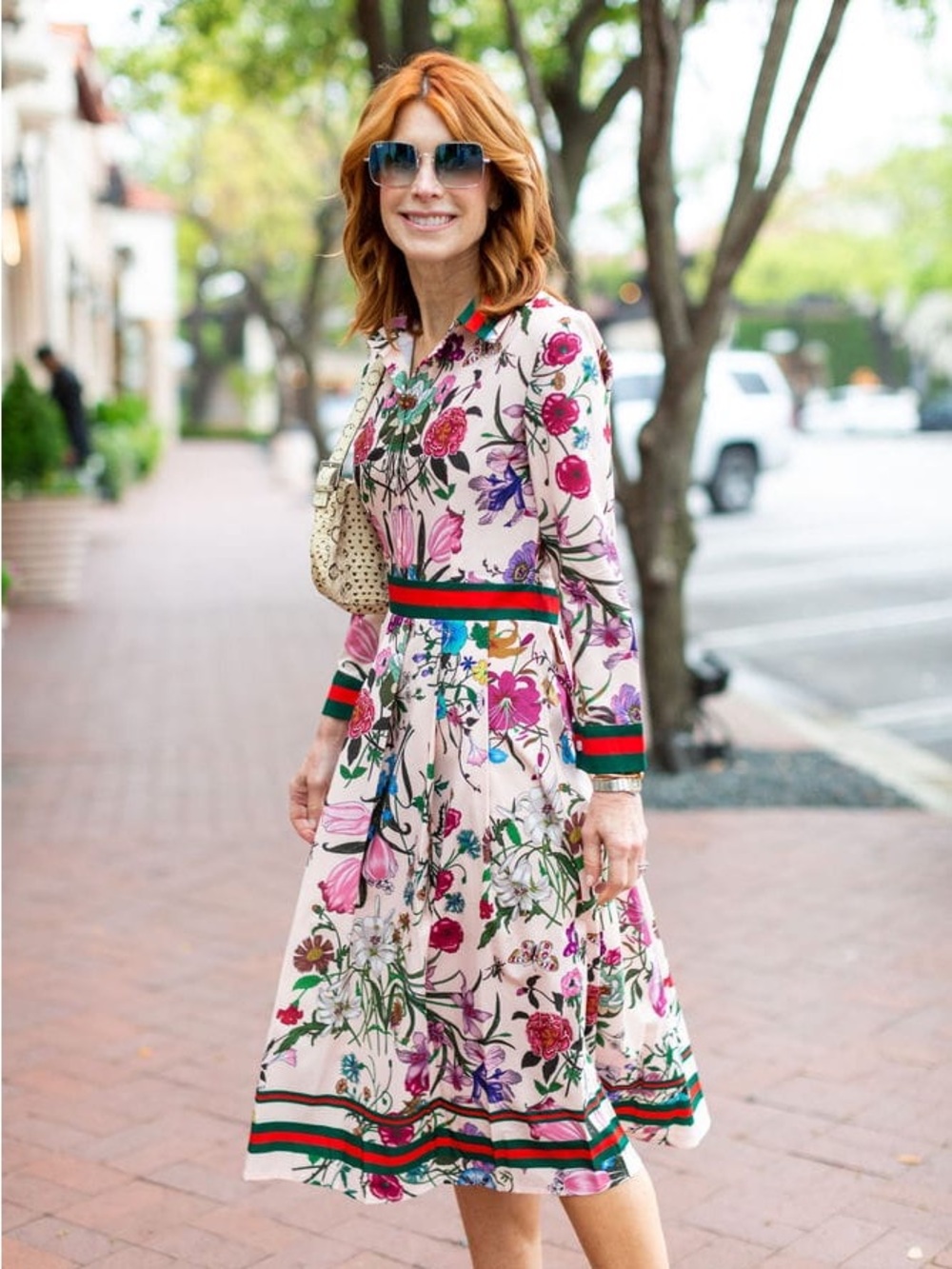 Viral and sold out Striped Trim Floral Dress by Lai Meng Five Cats